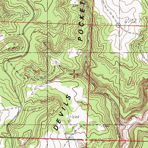 Topographic Map of Devils Pockets, NM