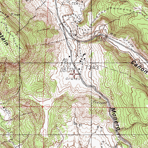 Topographic Map of Monero Canyon, NM