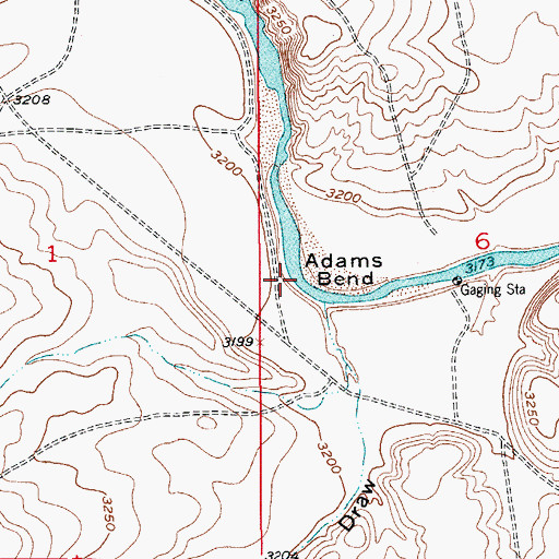 Topographic Map of Adams Bend, NM