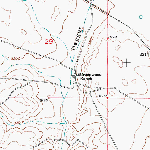 Topographic Map of Greenwood Ranch, NM