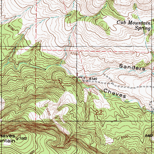 Topographic Map of Sanders Canyon, NM