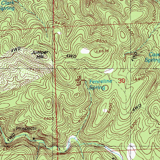 Topographic Map of Fenceline Spring, NM