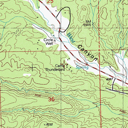 Topographic Map of Camp Thunderbird, NM