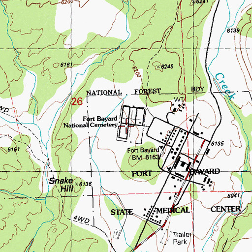 Topographic Map of Fort Bayard National Cemetery, NM