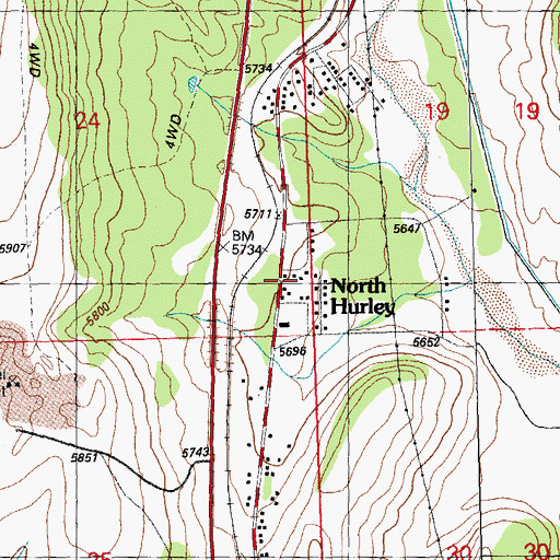 Topographic Map of North Hurley, NM