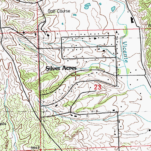 Topographic Map of Silver Acres, NM