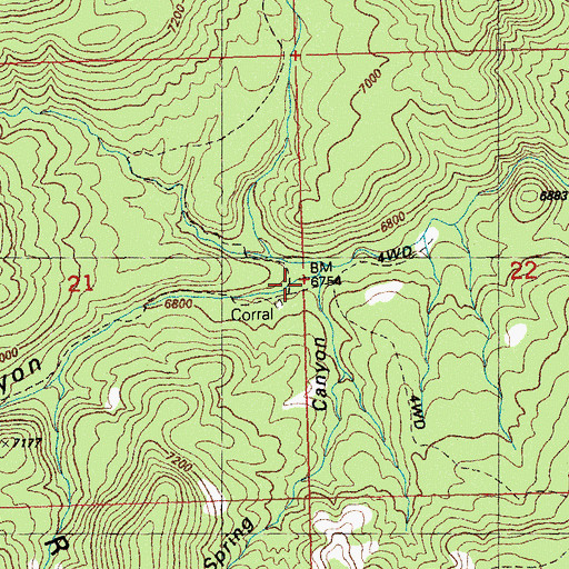 Topographic Map of Spring Canyon, NM