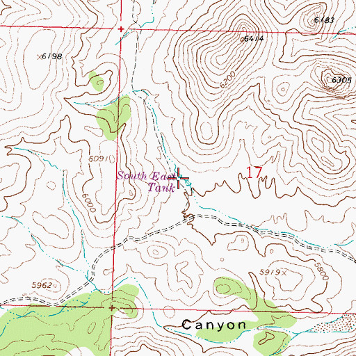 Topographic Map of South East Tank, NM