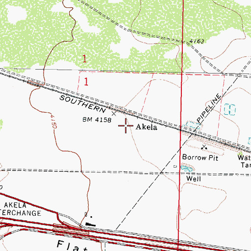 Topographic Map of Akela, NM