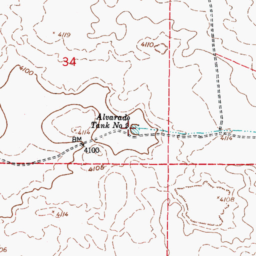 Topographic Map of Alvarado Tank Number Two, NM