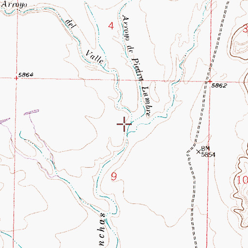 Topographic Map of Arroyo de Piedra Lumbre, NM