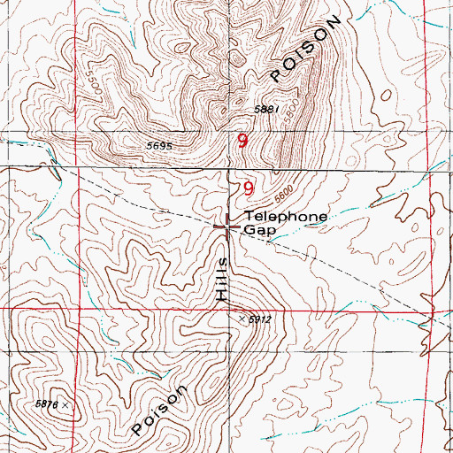 Topographic Map of Telephone Gap, NM