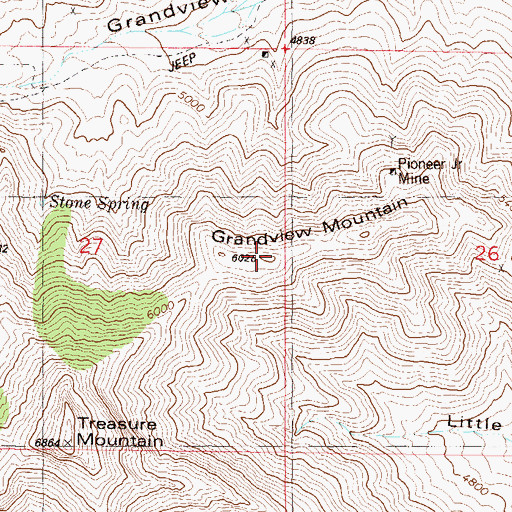 Topographic Map of Grandview Mountain, NM