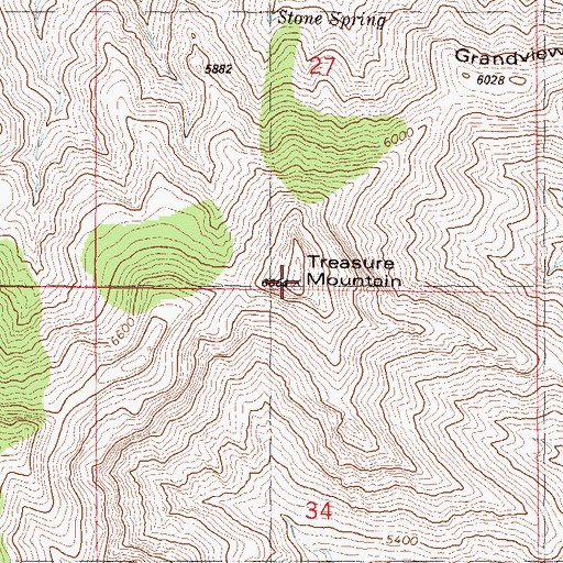 Topographic Map of Treasure Mountain, NM