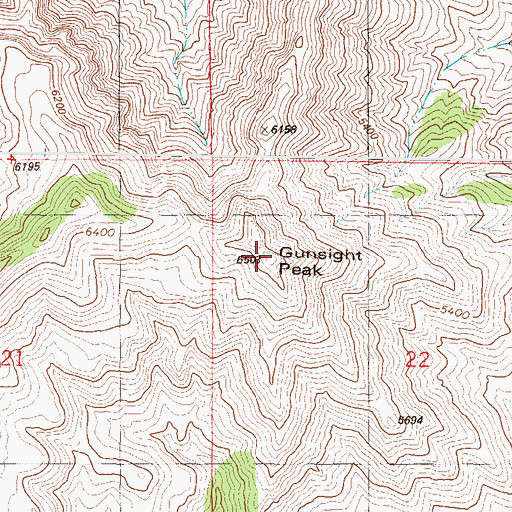 Topographic Map of Gunsight Peak, NM
