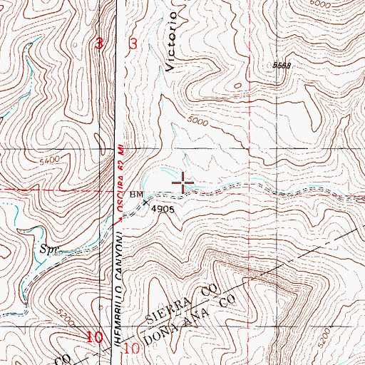 Topographic Map of Victorio Canyon, NM