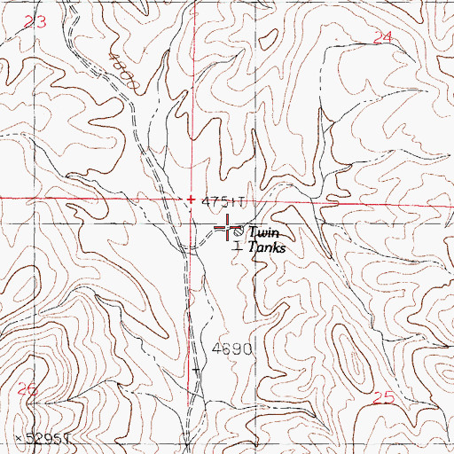 Topographic Map of Twin Tanks, NM