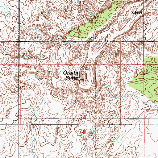 Topographic Map of Oraibi Butte, AZ