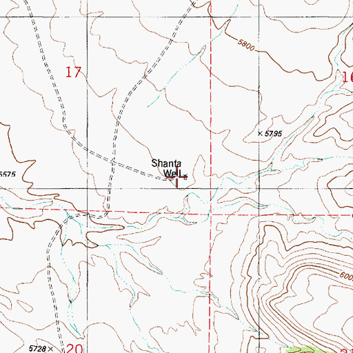 Topographic Map of Shanta Well, NM