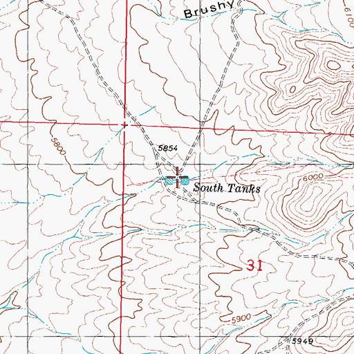 Topographic Map of South Tanks, NM