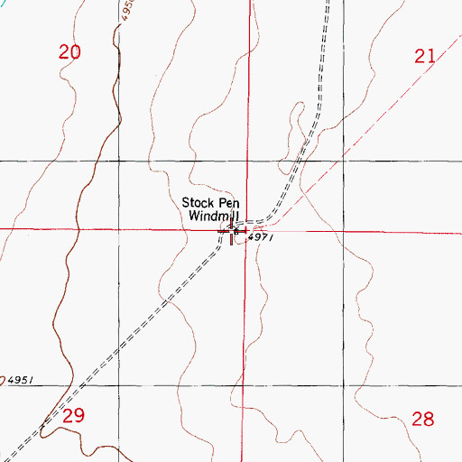 Topographic Map of Stock Pen Windmill, NM