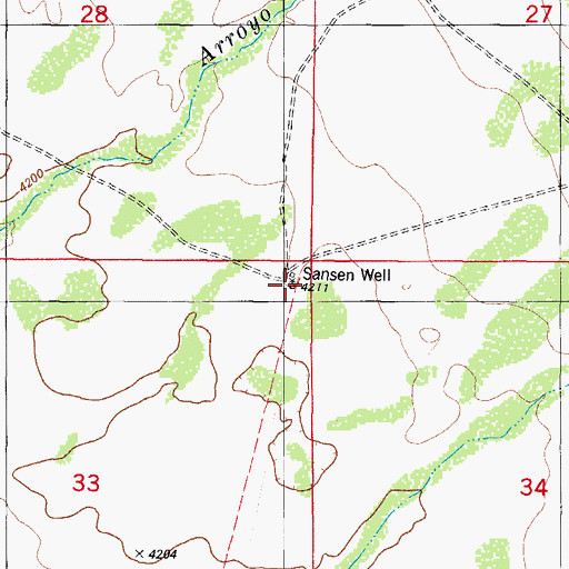 Topographic Map of Sansen Well, NM