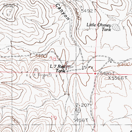Topographic Map of L 7 Red Tank, NM