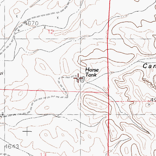 Topographic Map of Horse Tank, NM