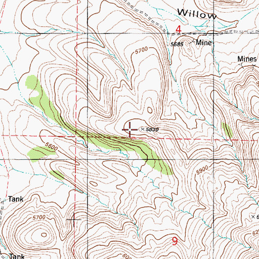 Topographic Map of East Tank, NM