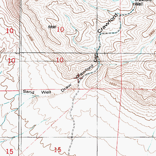Topographic Map of Crawford Canyon, NM