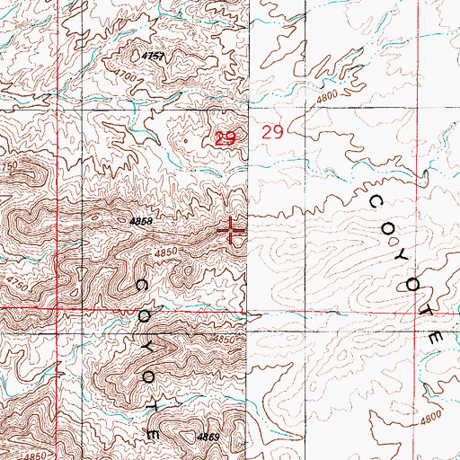 Topographic Map of Coyote Hills, NM