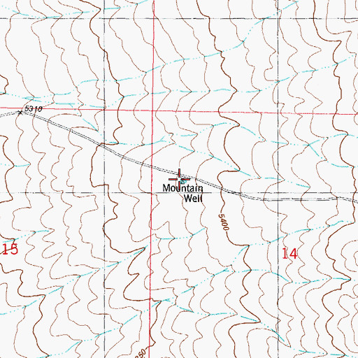 Topographic Map of Mountain Well, NM