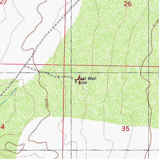 Topographic Map of East Well, NM