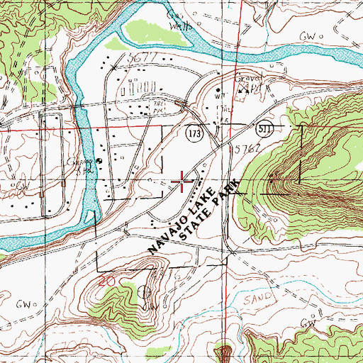 Topographic Map of Navajo Lake State Park, NM