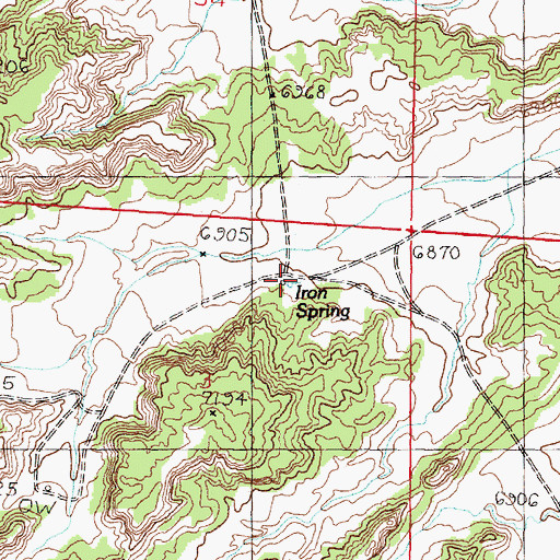 Topographic Map of Iron Spring, NM
