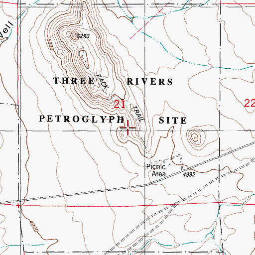 Topographic Map of Three Rivers Pertoglyph, NM