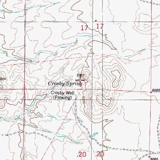 Topographic Map of Crosby Spring, NM