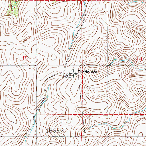 Topographic Map of Divide Well, NM