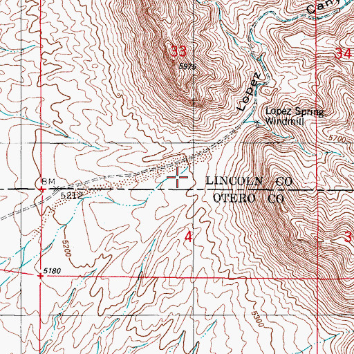 Topographic Map of Lopez Canyon, NM