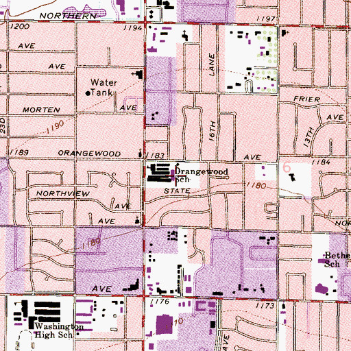Topographic Map of Orangewood School, AZ