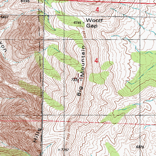 Topographic Map of Big Mountain, NM