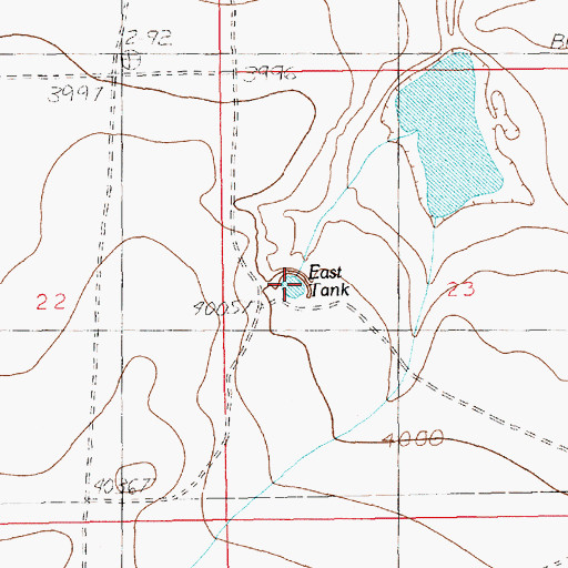 Topographic Map of East Tank, NM