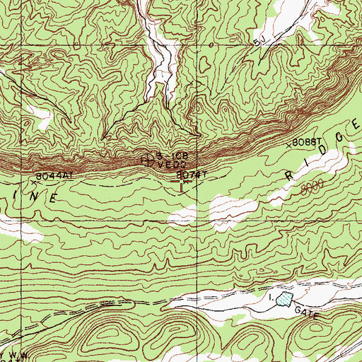 Topographic Map of Pine Ridge, NM