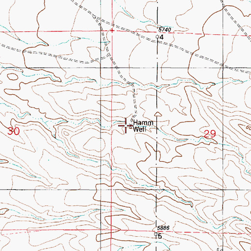 Topographic Map of Hamm Well, NM