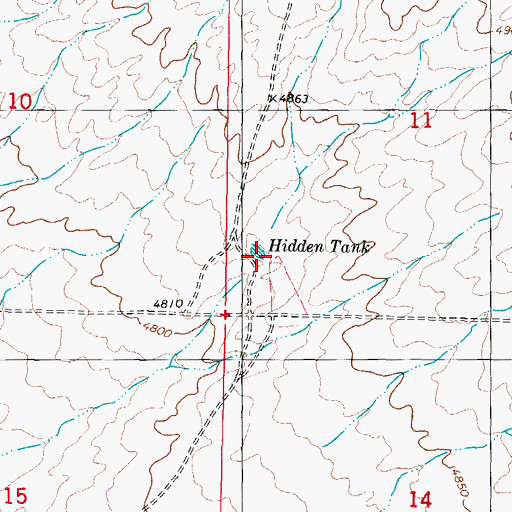 Topographic Map of Hidden Tank, NM