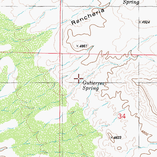 Topographic Map of Gutierrez Spring, NM
