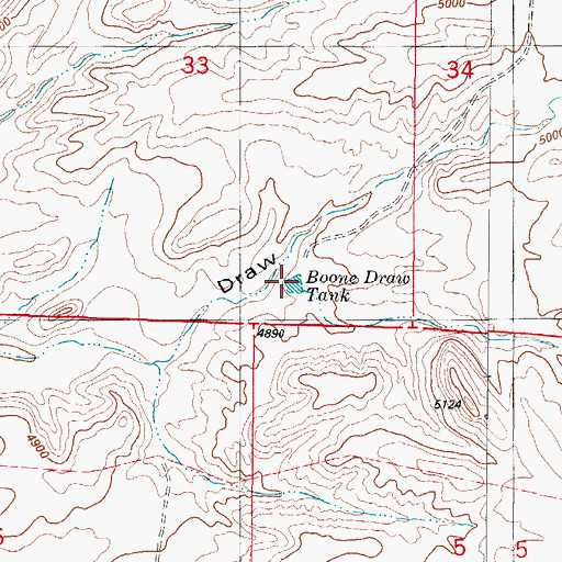 Topographic Map of Boone Draw Tank, NM