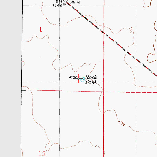 Topographic Map of Rock Tank, NM