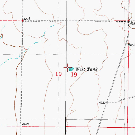 Topographic Map of West Tank, NM
