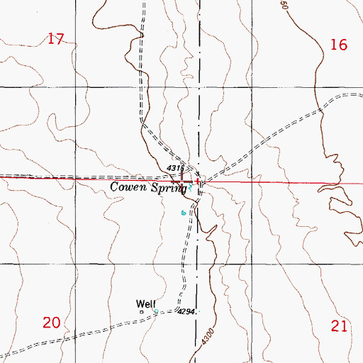 Topographic Map of Cowen Spring, NM